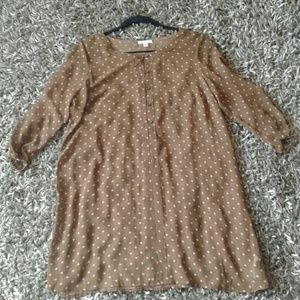 Olive Green and Pink Polka Dot Chiffon Tunic